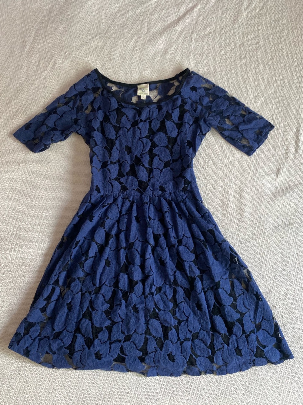 Weston Wear blue and black embroidered dress with attached slip size small